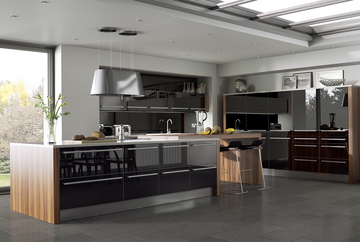 Black kitchen wall deals cabinets